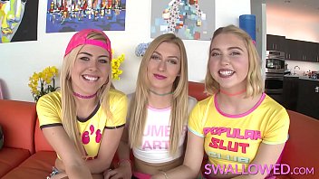 Three Blondes Milking Every Ounce Of Cum From This Big Cock